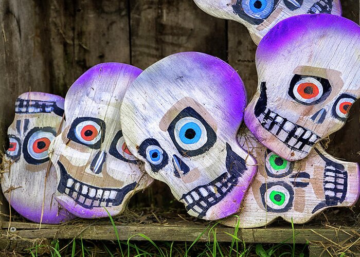 Mask Greeting Card featuring the photograph Day of the Dead Decorations by Phil Cardamone