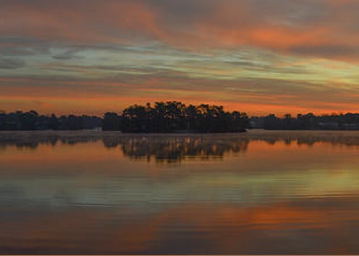 Sunrise Greeting Card featuring the photograph December Sunrise Over Spring Lake by Beth Sawickie