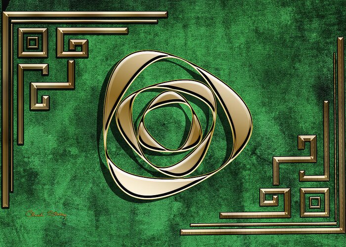 Deco Greeting Card featuring the digital art Deco Design 2 on Emerald by Chuck Staley