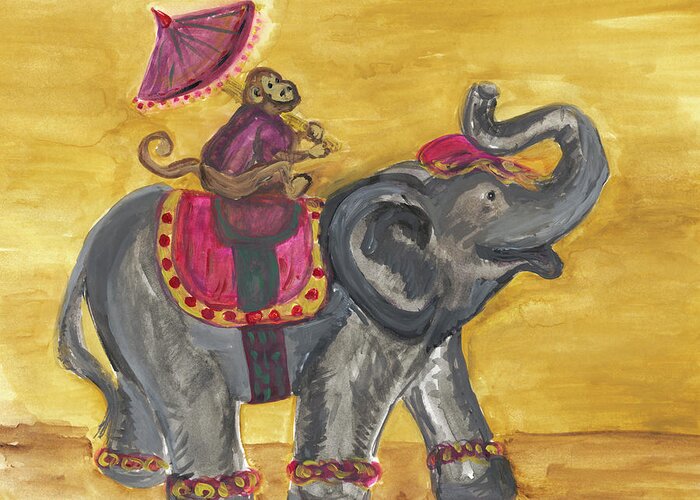 Animals Greeting Card featuring the painting Delhi Parade I by Lisa Choate