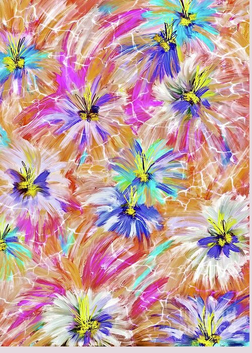 Delicate Flowers Abstract Greeting Card featuring the digital art Delicate Flowers Abstract by Laurie's Intuitive