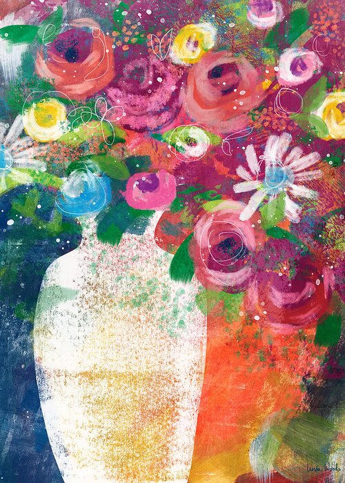 Floral Greeting Card featuring the mixed media Delightful Bouquet 2- Art by Linda Woods by Linda Woods