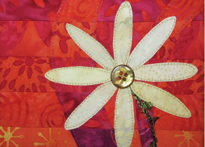 Daisy Greeting Card featuring the tapestry - textile Delightful Daisy by Pam Geisel