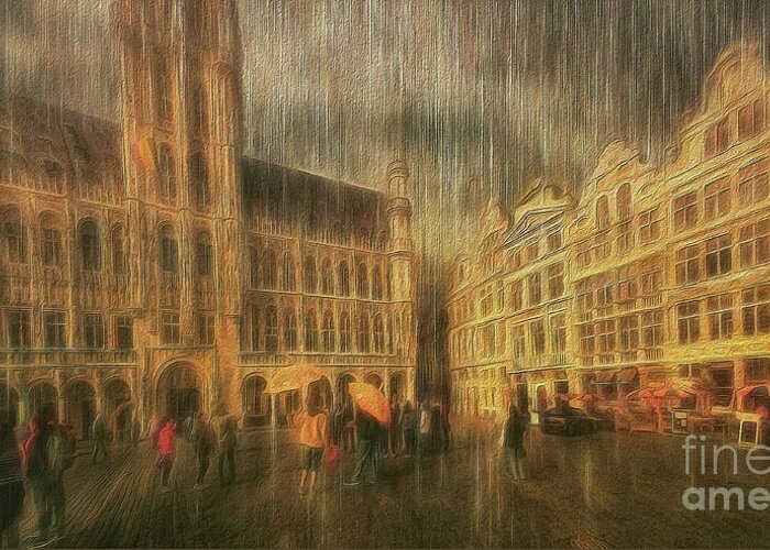 La Grande Place Greeting Card featuring the photograph Deluge by Leigh Kemp