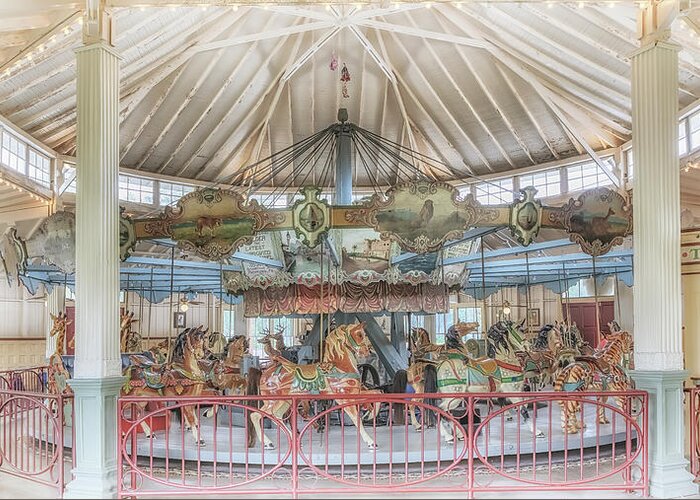 Carousel Greeting Card featuring the photograph Dentzel Carousel by Susan Rissi Tregoning