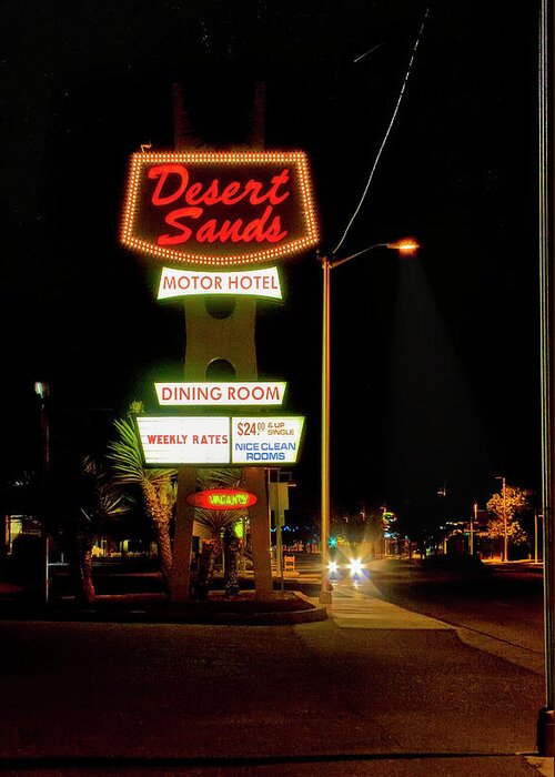 Desert Sands Greeting Card featuring the photograph Desert Sands Motel by Micah Offman