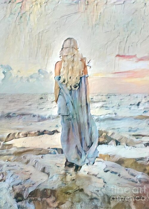 Woman Greeting Card featuring the digital art Desolate or Contemplative by Chris Armytage