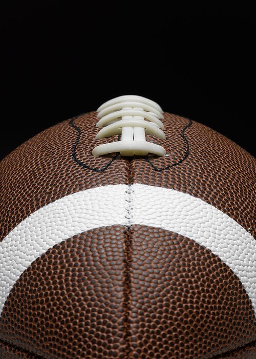 American Football Greeting Card featuring the photograph Detail Of Football And Laces by Jeffrey Coolidge