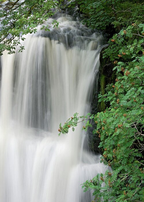 Waterfall Greeting Card featuring the photograph Detail Of Sgwd Isaf Clun-gwyn Waterfall In The Brecon Beacons by Cavan Images