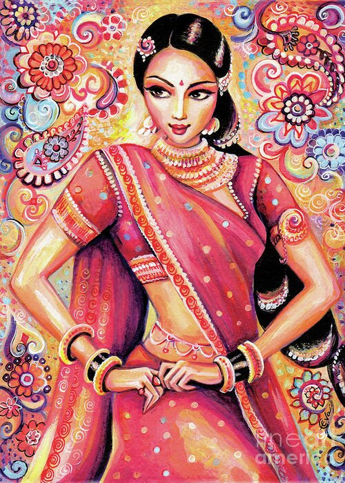 Indian Dancer Greeting Card featuring the painting Devika Dance by Eva Campbell