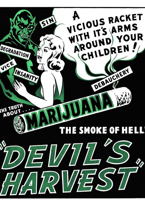 Drugs Greeting Card featuring the painting Devil's Harvest Marijuana by Continental