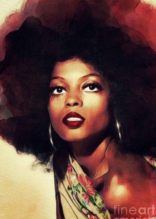 Diana Greeting Card featuring the painting Diana Ross, Singer by Esoterica Art Agency
