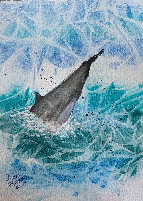  Greeting Card featuring the painting Dive by Diane Ziemski