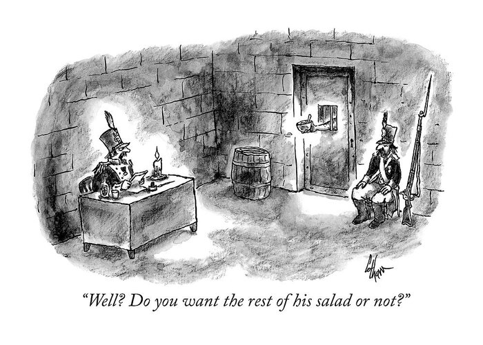 “well? Do You Want The Rest Of His Salad Or Not?” Greeting Card featuring the drawing Do you want the rest of his salad by Frank Cotham
