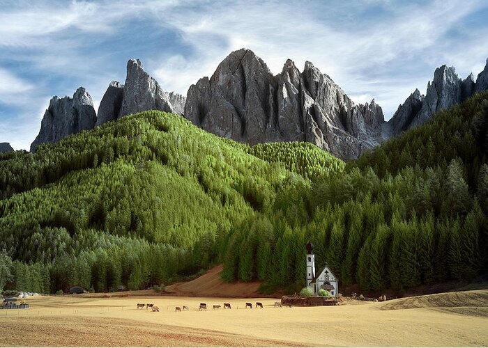 Dolomites Greeting Card featuring the photograph Dolomite Church by Jon Glaser