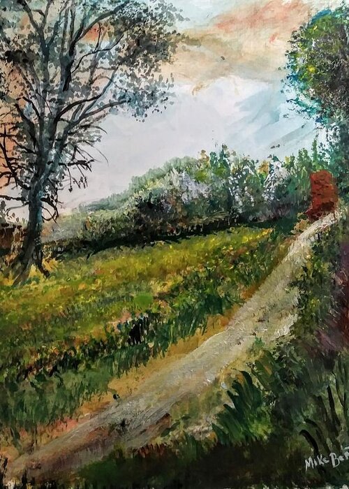 Landscape Greeting Card featuring the painting Down the Rough by Mike Benton