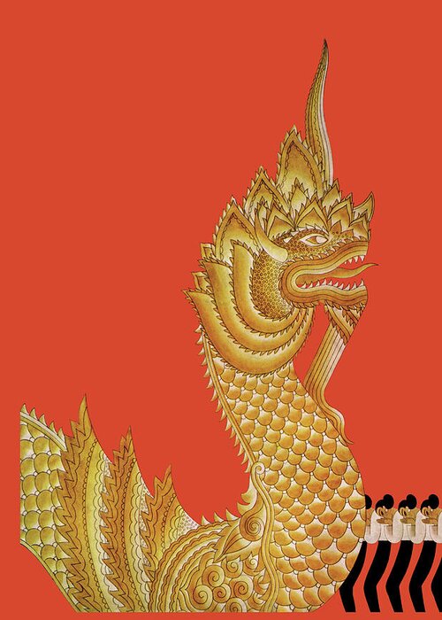 Dragon Greeting Card featuring the painting Dragon Temple of Siam by Frank McIntosh