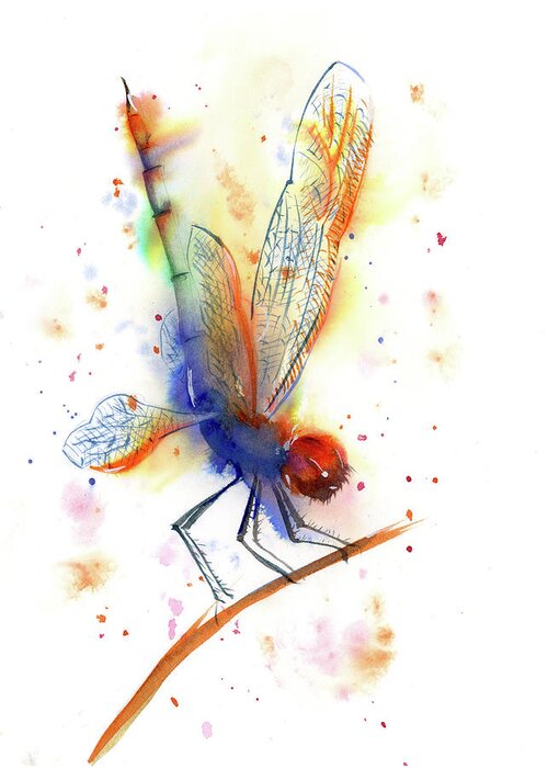 Dragonfly Greeting Card featuring the painting Dragonfly by Paintis Passion
