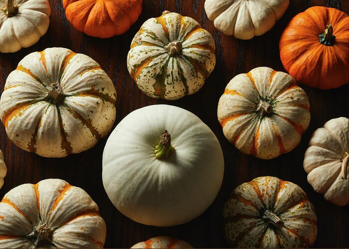 Food Greeting Card featuring the photograph Dramatic Pumpkins #6 by Cuisine at Home