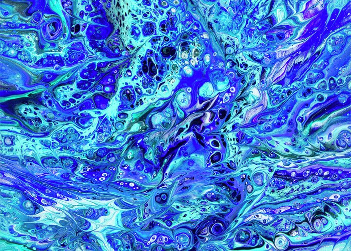 Poured Acrylics Greeting Card featuring the painting Dream in Purple and Green by Lucy Arnold