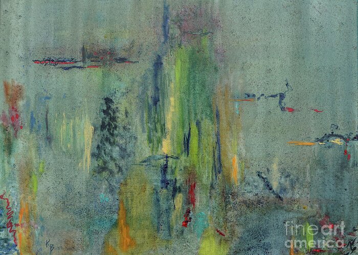 Abstract Greeting Card featuring the painting Dreaming #1 by Karen Fleschler