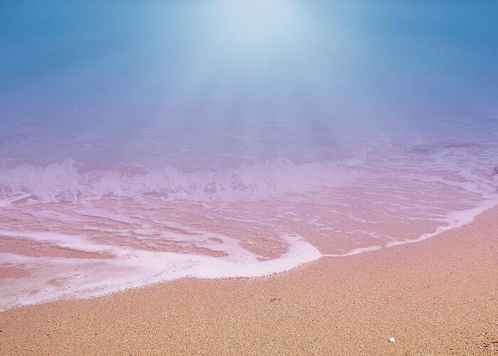 Dreamland Greeting Card featuring the mixed media Dreamland Beach and Seashore In The Morning 2 by Johanna Hurmerinta