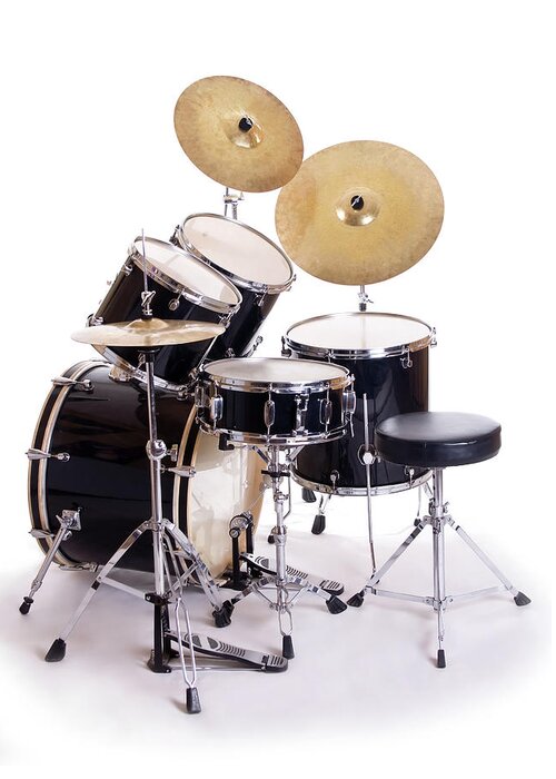 Rock Music Greeting Card featuring the photograph Drum Set On White Five by Perkus