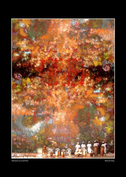 Ghana Greeting Card featuring the photograph Drummers in a Leaf Storm Fine Art Poster by Wayne King