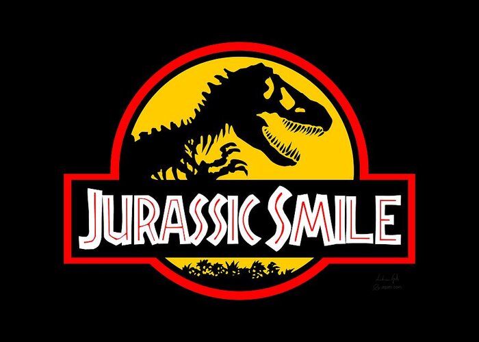 Sci-fi Greeting Card featuring the digital art Jurassic Smile Logo by Andrea Gatti