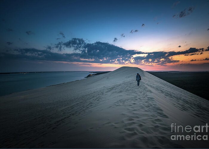 Water Greeting Card featuring the photograph Dune Du Pilat - Sunset Impressions by Hannes Cmarits