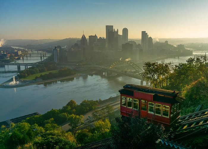 Pittsburgh Greeting Card featuring the photograph Duquesne Incline in the Early Morning by Amanda Jones