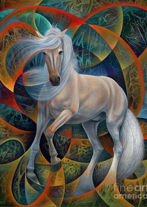Horse Greeting Card featuring the painting Dynamic Stallion by Ricardo Chavez-Mendez