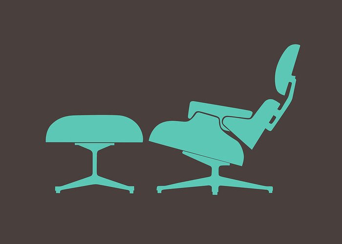 Mid-century Greeting Card featuring the digital art Eames Lounge Chair and Ottoman I by Naxart Studio