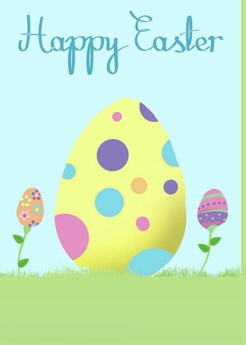 Easter Greeting Card featuring the digital art Easter Eggs by Sd Graphics Studio