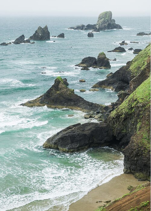 Oregon Greeting Card featuring the photograph Ecola Rocky Shore by Tim Newton