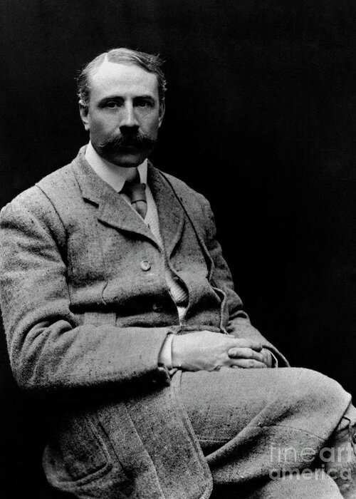 Elgar Greeting Card featuring the photograph Edward Elgar, at time of writing Gerontius, English composer by English School