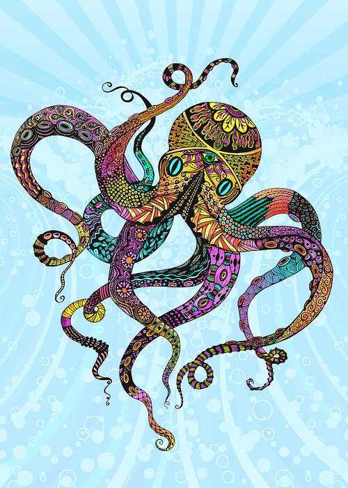 Octopus Greeting Card featuring the digital art Electric Octopus by Tammy Wetzel