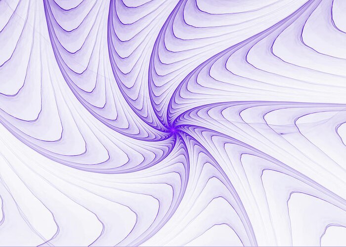 Spiral Greeting Card featuring the digital art Elegant Fractal Spiral purple and white by Matthias Hauser