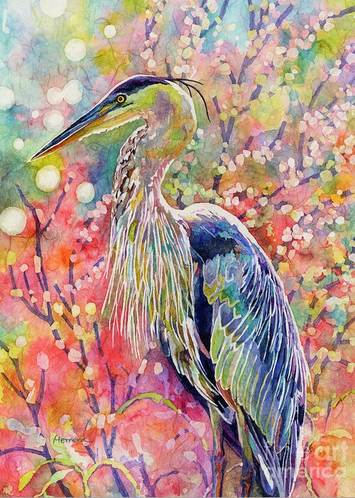 Heron Greeting Card featuring the painting Elegant Repose by Hailey E Herrera