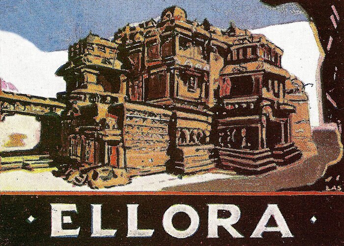 Ellora Greeting Card featuring the digital art Ellora temple, India by Long Shot