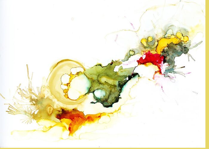 Abstract Greeting Card featuring the painting Embryonic by Christy Sawyer