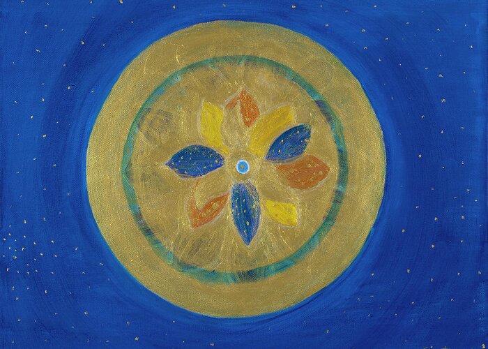 Mandala Greeting Card featuring the painting Emerging Lotus by Santana Star