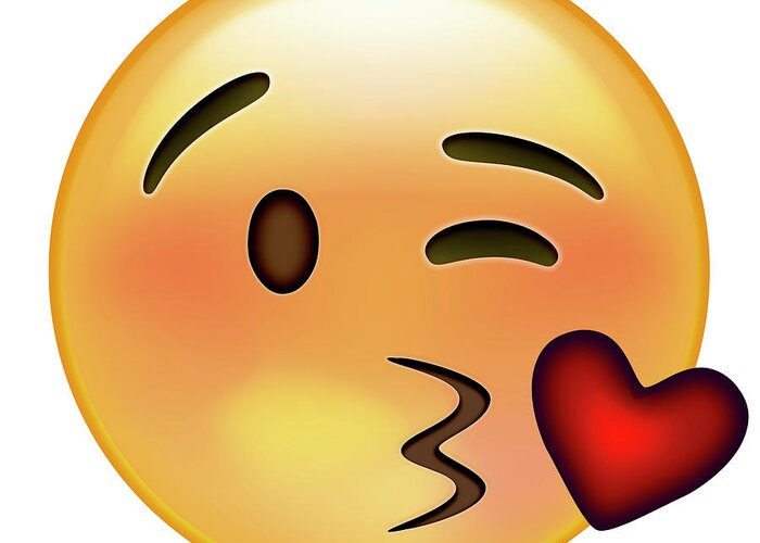 Emoji Wink Heart Kiss Greeting Card by Ali Lynne