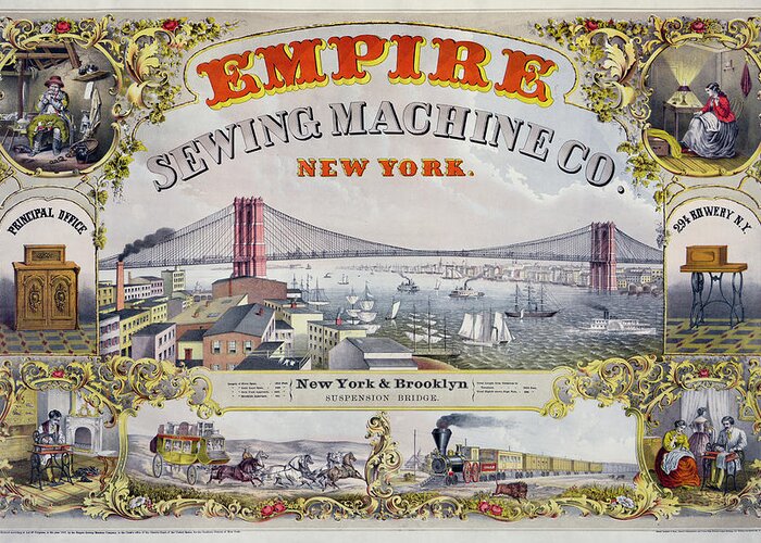 Vintage Poster Greeting Card featuring the digital art Empire Sewing Machine Co. by Print Collection