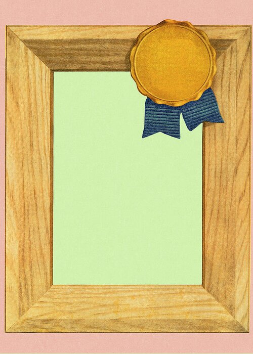 Award Greeting Card featuring the drawing Empry Frame With Ribbon by CSA Images