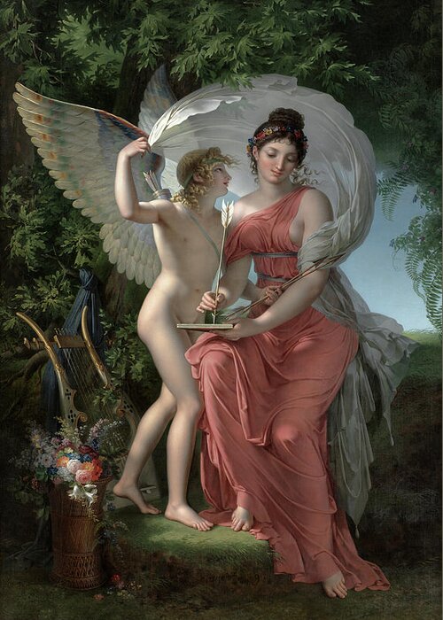Charles Meynier Greeting Card featuring the painting Erato, Muse of Lyrical Poetry, 1800 by Charles Meynier