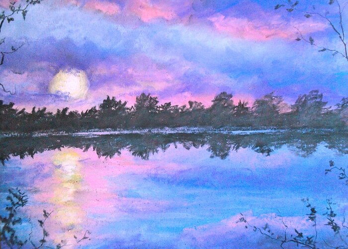 Sunset Greeting Card featuring the drawing Euphoric Dreams by Jen Shearer