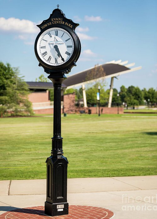 Evans Towne Center Park Clock - Columbia County Ga Greeting Card featuring the photograph Evans Towne Center Park Clock - Columbia County GA by Sanjeev Singhal