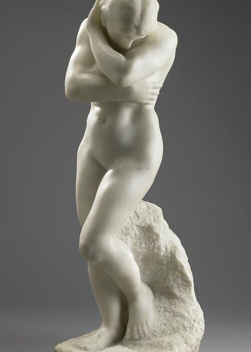 Rodin Greeting Card featuring the photograph Eve, Circa 1883 Marble Sculpture By Rodin by Auguste Rodin
