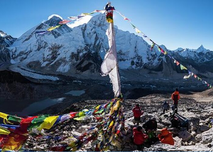 Mount Greeting Card featuring the photograph Everest Base Camp From Kala Patthar by Owen Weber